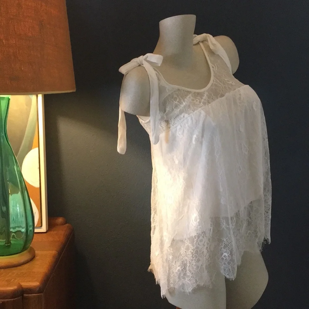NWT Lace Bow Tank White - Picture 5 of 6